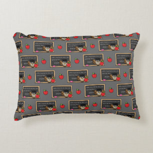 Cute Teacher Owl met Apple Cartoon Accent Kussen