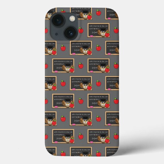 Cute Teacher Owl met Apple Cartoon Case-Mate iPhone Case (Achterkant)