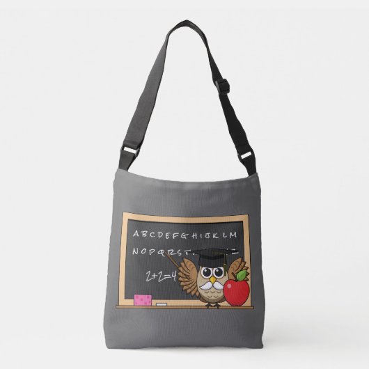 Cute Teacher Owl met Apple Cartoon Crossbody Tas (Voorkant)