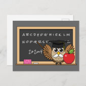 Cute Teacher Owl met Apple Cartoon Feestdagenkaart (Voorkant / Achterkant)