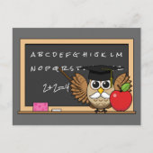 Cute Teacher Owl met Apple Cartoon Feestdagenkaart (Voorkant)