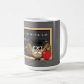Cute Teacher Owl met Apple Cartoon Koffiemok (Voorkant rechts)