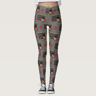 Cute Teacher Owl met Apple Cartoon Leggings