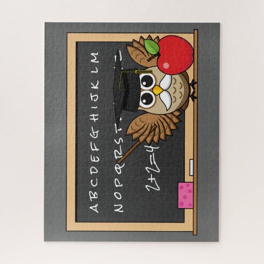 Cute Teacher Owl met Apple Cartoon Legpuzzel (Verticaal)