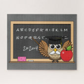 Cute Teacher Owl met Apple Cartoon Legpuzzel (Horizontaal)