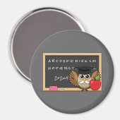 Cute Teacher Owl met Apple Cartoon Magneet (Voorkant / Achterkant)