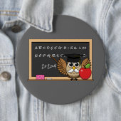 Cute Teacher Owl met Apple Cartoon Ronde Button 6,0 Cm (In situ)