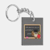 Cute Teacher Owl met Apple Cartoon Sleutelhanger (Voorkant Links)