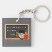 Cute Teacher Owl met Apple Cartoon Sleutelhanger (Achterkant)