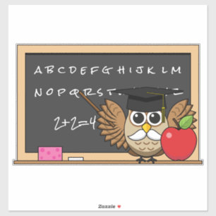 Cute Teacher Owl met Apple Cartoon Sticker