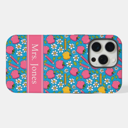 Cute Teacher Phone Case | Personalized Name iPhone Hoesje (Achterkant horizontaal)