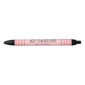 Cute Teacher Pink Typography Personalized Zwarte Inkt Pen (Voorkant)