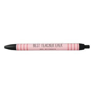 Cute Teacher Pink Typography Personalized Zwarte Inkt Pen