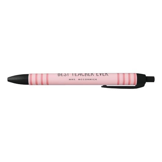 Cute Teacher Pink Typography Personalized Zwarte Inkt Pen (Bodem)