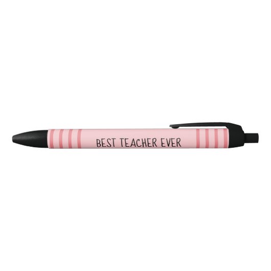 Cute Teacher Pink Typography Personalized Zwarte Inkt Pen (Bovenkant)