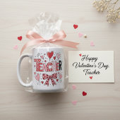 Cute Teacher Valentine's Day Coquette Bow Heart Koffiemok