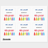Cute Teacher Welkom terug naar de Schoolkrayons Vierkante Sticker (Vel)