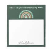 Cute Teachers Boho Rainbow op Green Notepad Notitieblok (Voorkant)