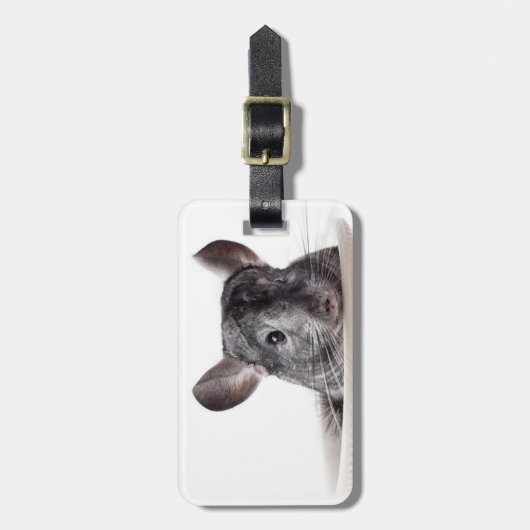 Cute Teacup Chinchilla Gray Bagagelabel (Voorkant verticaal)