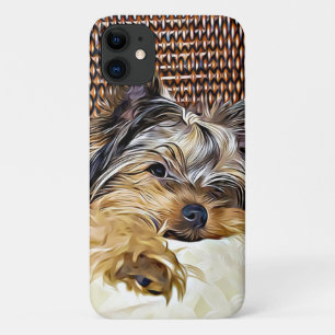 Cute Teacup Yorkie Yorkshire Terrier Digital Art Case-Mate iPhone Case