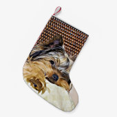 Cute Teacup Yorkie Yorkshire Terrier Digital Art Kleine Kerstsok (Voorkant (Hangend))