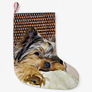 Cute Teacup Yorkie Yorkshire Terrier Digital Art Kleine Kerstsok