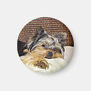 Cute Teacup Yorkie Yorkshire Terrier Digital Art   Magneet