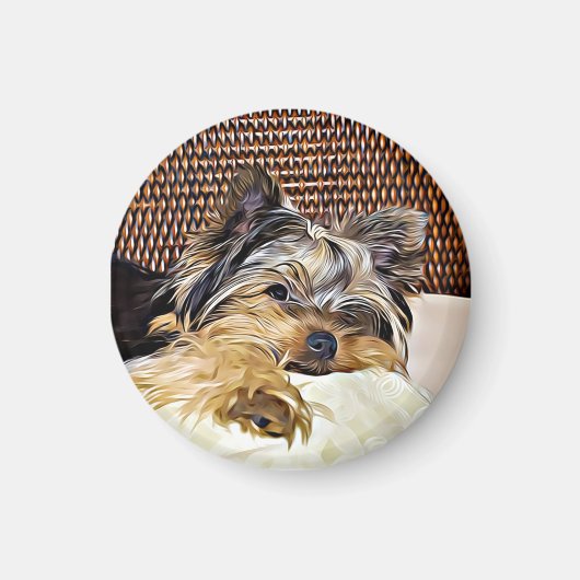 Cute Teacup Yorkie Yorkshire Terrier Digital Art Magneet (Voorkant)