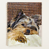 Cute Teacup Yorkie Yorkshire Terrier Digital Art Planner (Voorkant)
