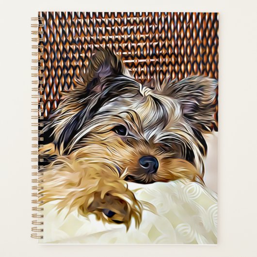Cute Teacup Yorkie Yorkshire Terrier Digital Art Planner (Voorkant)