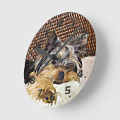 Cute Teacup Yorkie Yorkshire Terrier Digital Art Ronde Klok (Hoek)
