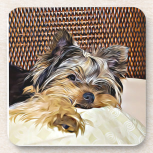 Cute Teacup Yorkie Yorkshire Terrier Digital Bier Onderzetter