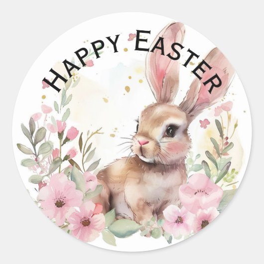 Cute teal bunny happy Easter stickers (Voorkant)