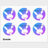 Cute teal bunny happy Easter stickers (Vel)