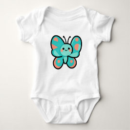 Cute Teal Butterfly Kawaii Art Baby Clothes Romper