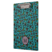 Cute Teal Floral Pattern Monogram Klembord (Links)