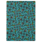 Cute Teal Floral Pattern Monogram Klembord (Achterkant)
