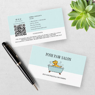 Cute Teal Hondenverzorging Boutique Huisdier QR-co Visitekaartje