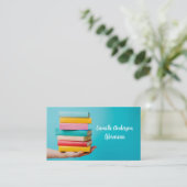 Cute Teal Librarian or Bookstore Stack of Books Visitekaartje (Staand voorkant)