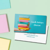 Cute Teal Librarian or Bookstore Stack of Books Visitekaartje