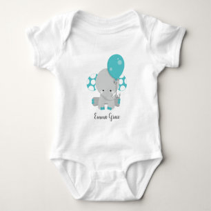 Cute Teal Olifant Baby Meisje Monogram Tutu Romper