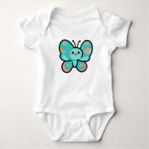 Cute Teal Vlinder Kawaii Kunst Babykleren