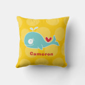 Cute Teal Walvis Fun Stippen Liefde Hart Baby Meis Kussen (Achterkant)