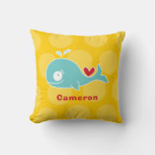Cute Teal Walvis Fun Stippen Liefde Hart Baby Meis Kussen (Voorkant)