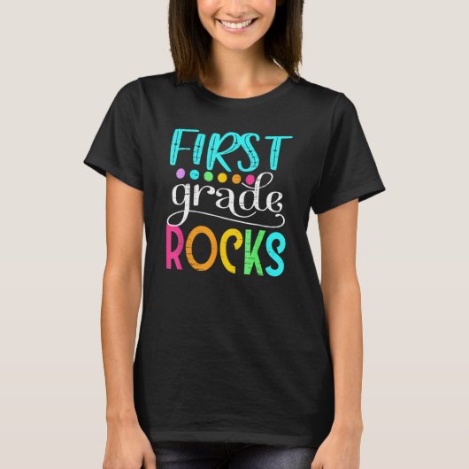 Cute Team First Grade Hello 1st Grade Rocks Back T T-shirt (Voorkant)