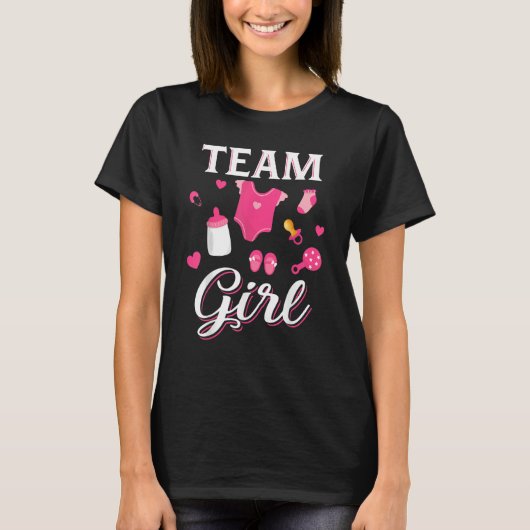 Cute Team Girl  Gender Reveal  Team Pink T-shirt (Voorkant)
