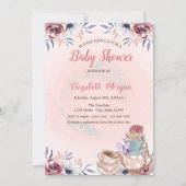 Cute Teapot Floral Tea Party Baby shower Kaart (Voorkant)