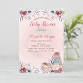 Cute Teapot Floral Tea Party Baby shower Kaart (Staand voorkant)