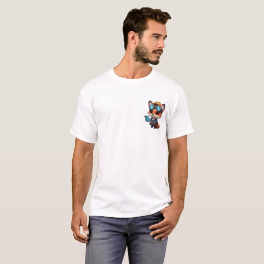 Cute Tech-Savvy Fox Engineer with Goggles T-shirt (Voorkant volledig)