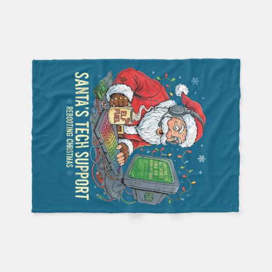 Cute Tech Support Rebooting s Computer Santa Santa Fleece Deken (Voorkant (Horizontaal))